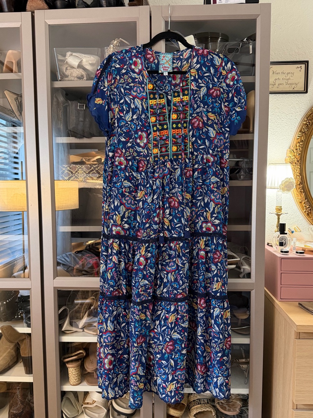 Johnny Was Floral Tassel Embroidered Boho Dress size S